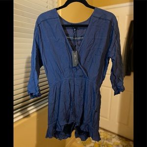 NWT navy honey punch romper size M